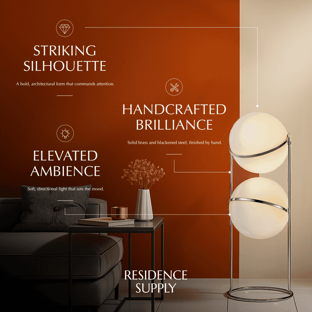 Rasu Floor Lamp | Stable, Slim Design with Adjustable Brightness for Living Room & Bedroom Use