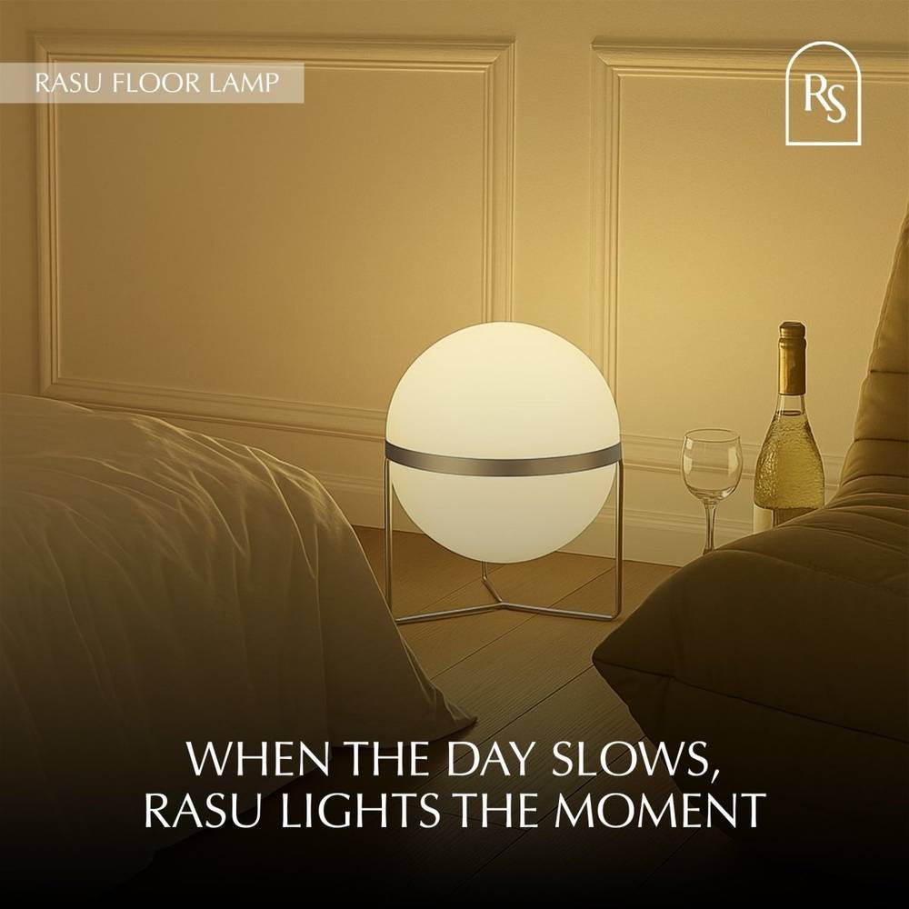 Rasu Floor Lamp | Stable, Slim Design with Adjustable Brightness for Living Room & Bedroom Use