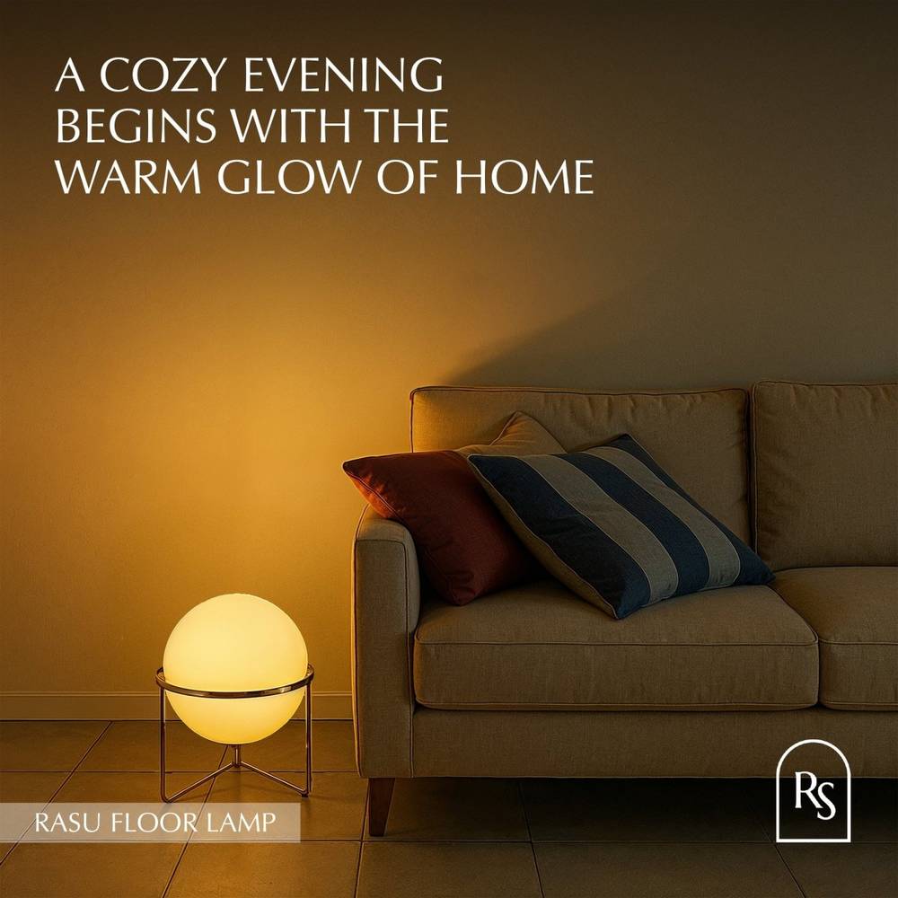 Rasu Floor Lamp | Stable, Slim Design with Adjustable Brightness for Living Room & Bedroom Use