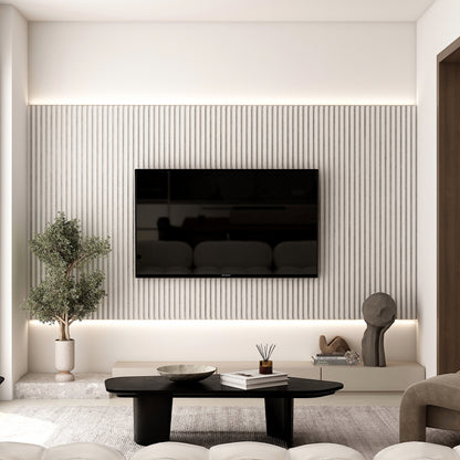 Black Wood Slat Wall Panel - Acoustic Accent Wall Panels for TV or Living Room, Modern Decorative Ideas