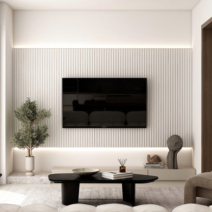 Black Wood Slat Wall Panel - Acoustic Accent Wall Panels for TV or Living Room, Modern Decorative Ideas