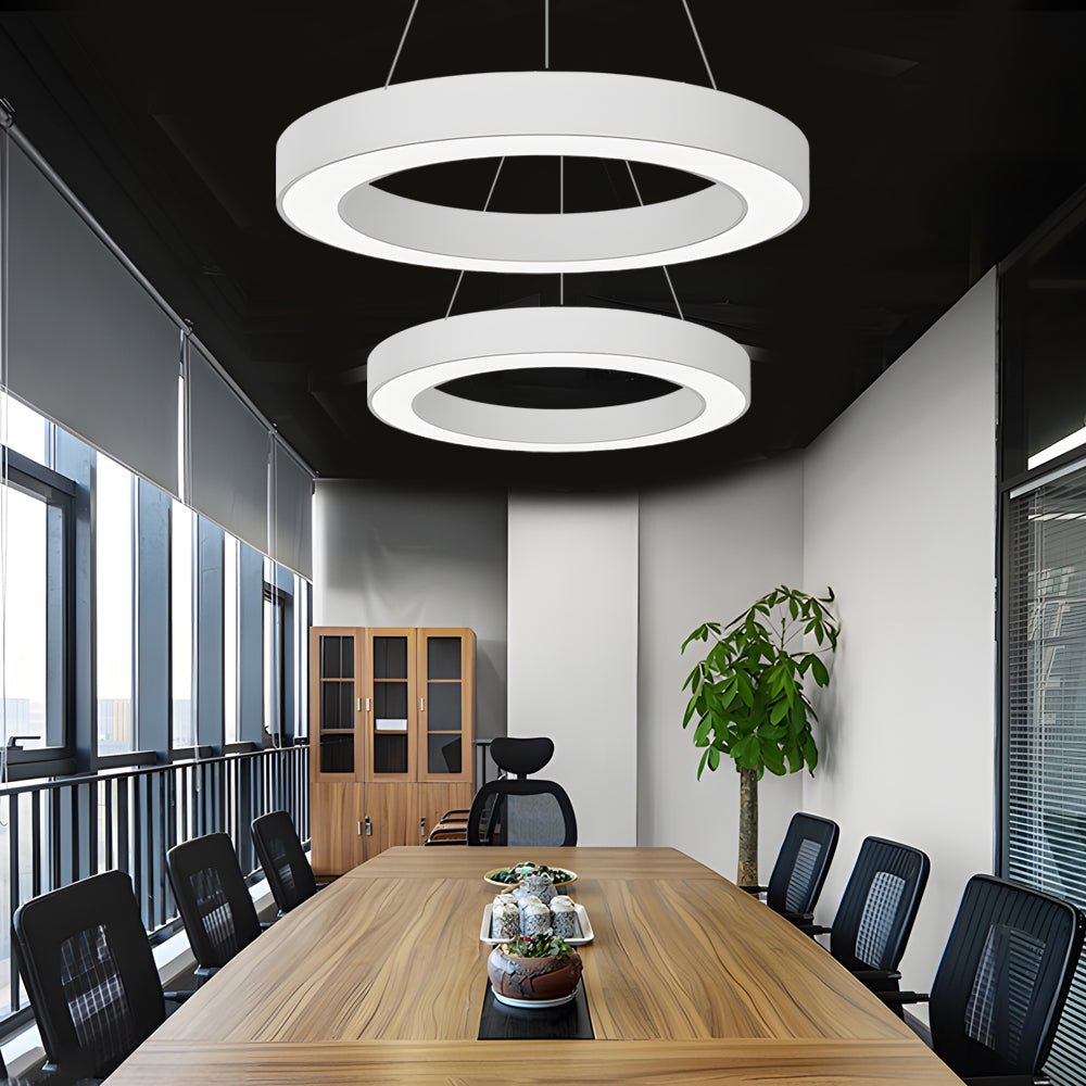 LED Pendant Light - Round Ring Hanging Fixture for Office & Gym Spaces - Modern Suspended Lighting Solution