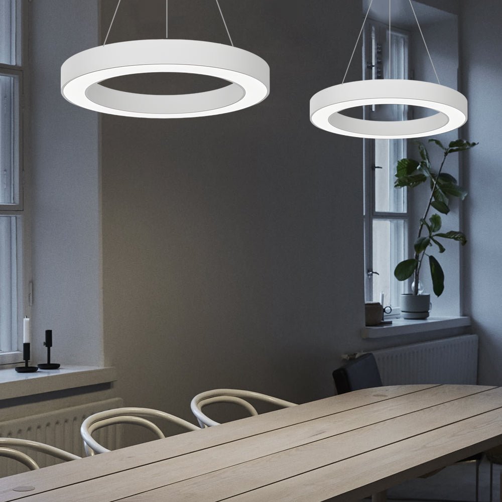 LED Pendant Light - Round Ring Hanging Fixture for Office & Gym Spaces - Modern Suspended Lighting Solution