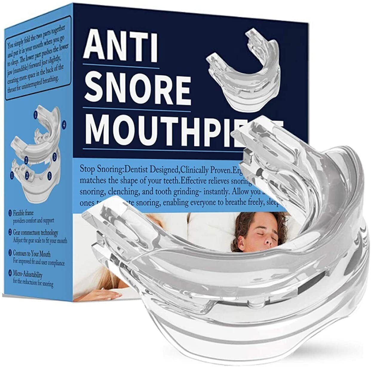 Ultimate Snoring Mouth Guard: Stop Snoring Solution, Anti Snore Device for Peaceful Nights - Mouth Guards for Sleep Apnea Relief