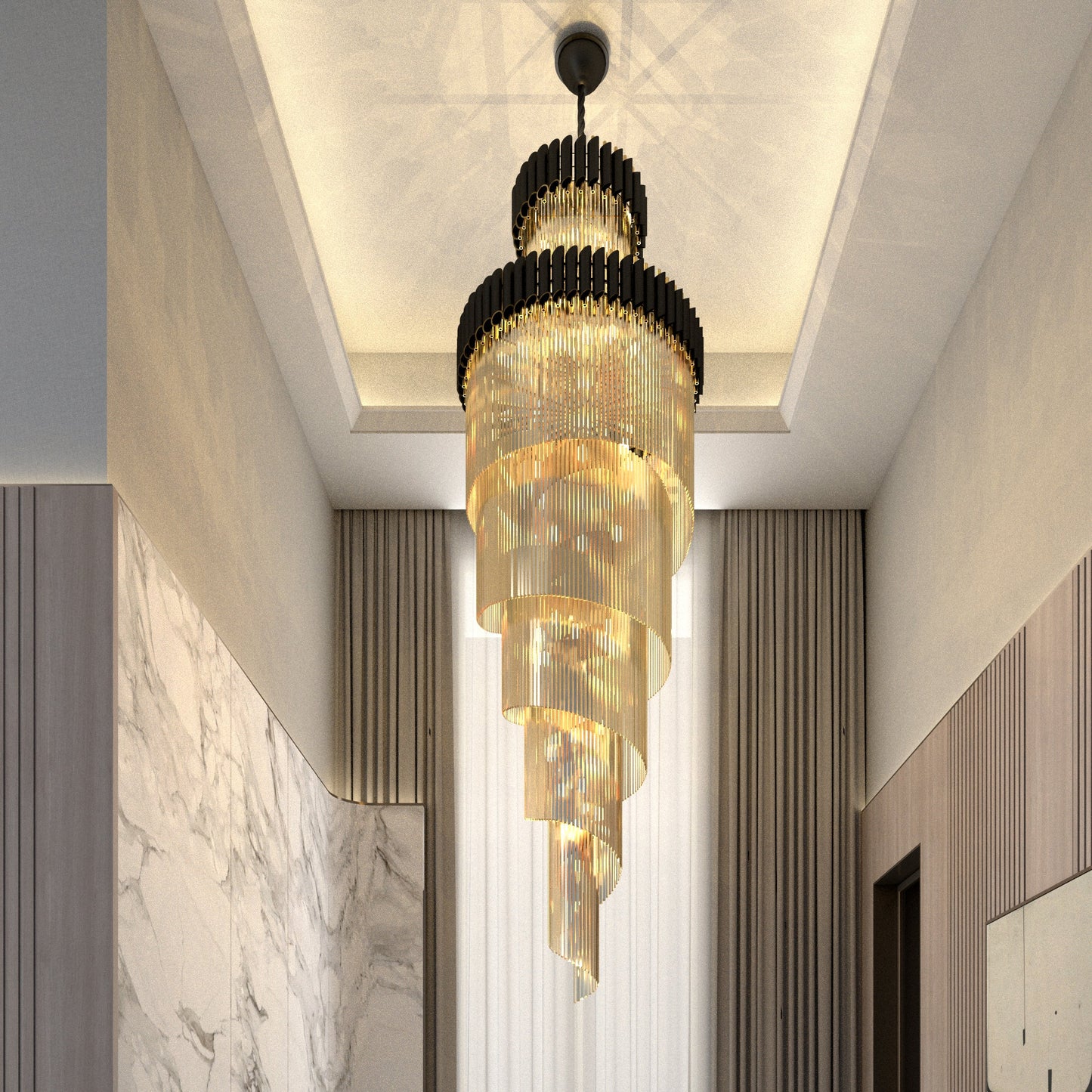 Crystal Chandelier Light Fixture - Modern Hanging Pendant for Living Room, Dining Room & Entryway Lighting