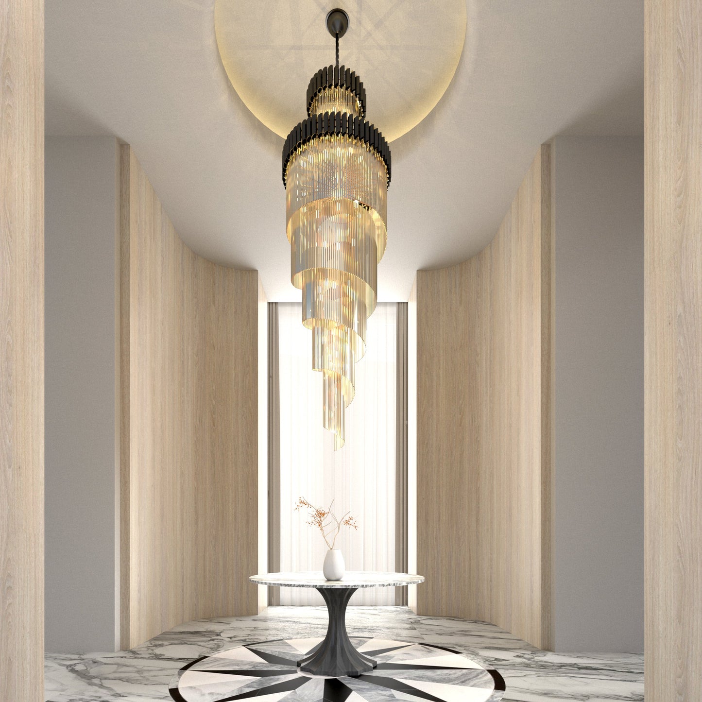 Crystal Chandelier Light Fixture - Modern Hanging Pendant for Living Room, Dining Room & Entryway Lighting