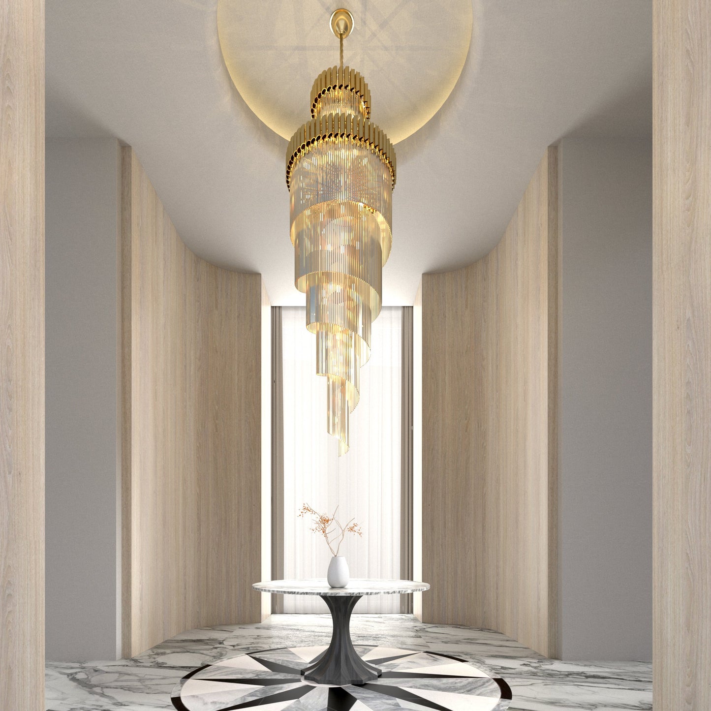 Crystal Chandelier Light Fixture - Modern Hanging Pendant for Living Room, Dining Room & Entryway Lighting