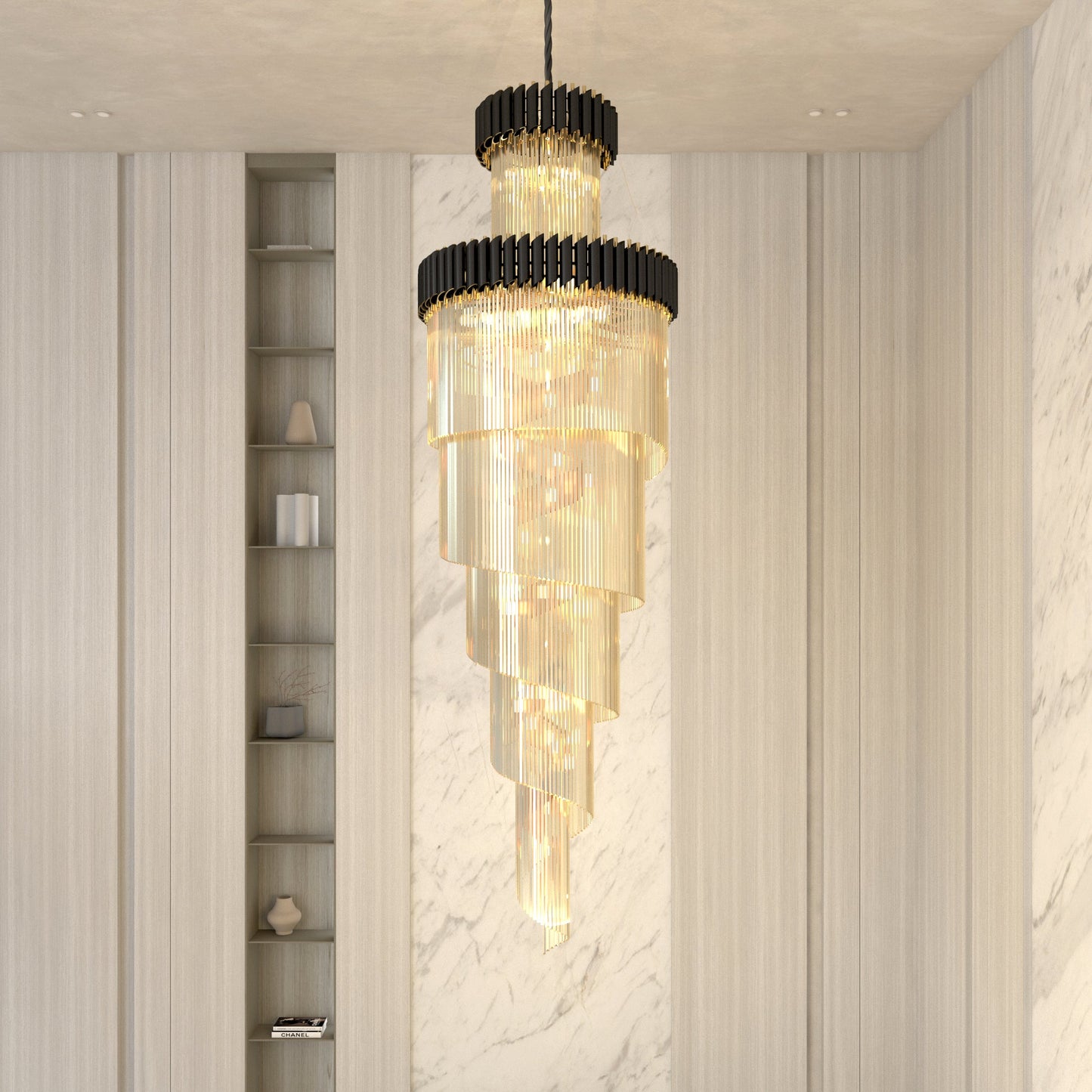 Crystal Chandelier Light Fixture - Modern Hanging Pendant for Living Room, Dining Room & Entryway Lighting