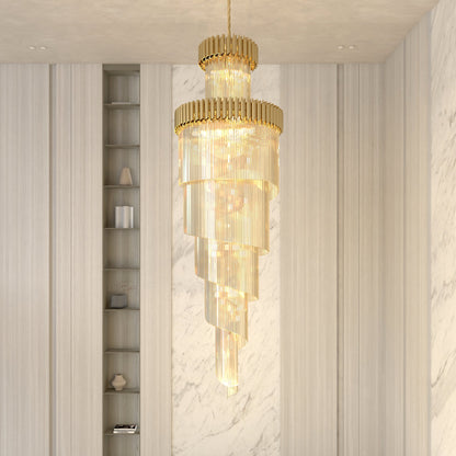 Crystal Chandelier Light Fixture - Modern Hanging Pendant for Living Room, Dining Room & Entryway Lighting