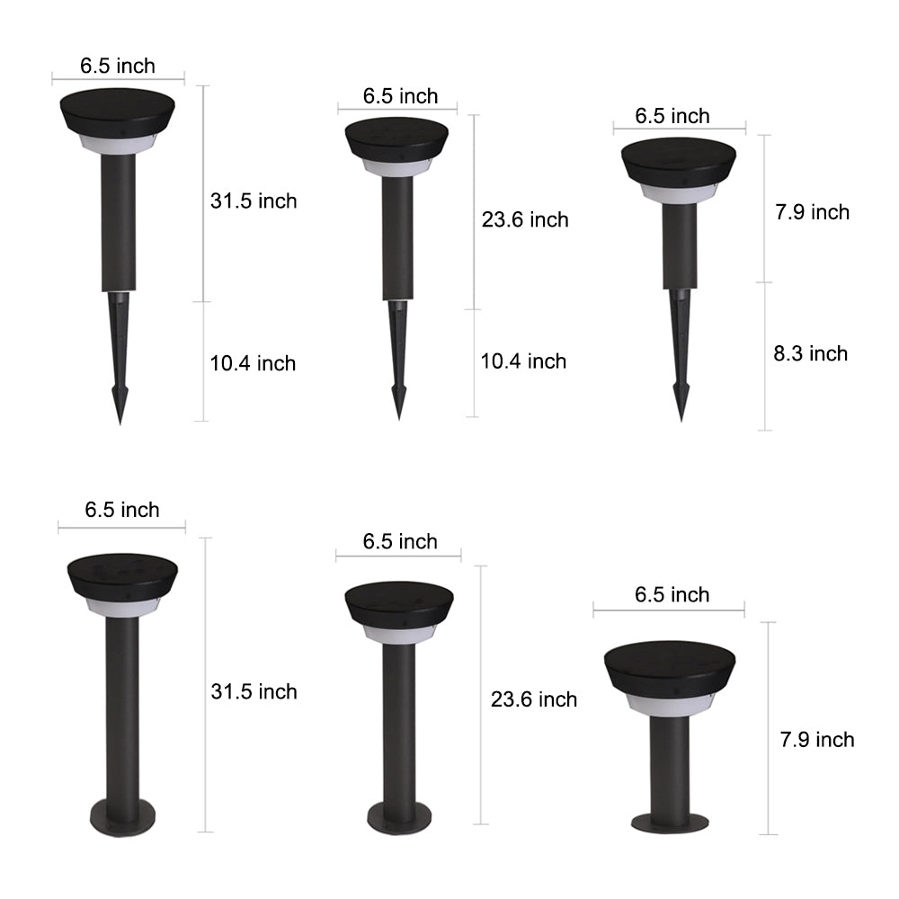 LED Solar Path Light - Modern Black Cylinder Design with Adjustable Spike & Base for Outdoor Walkways & Gardens