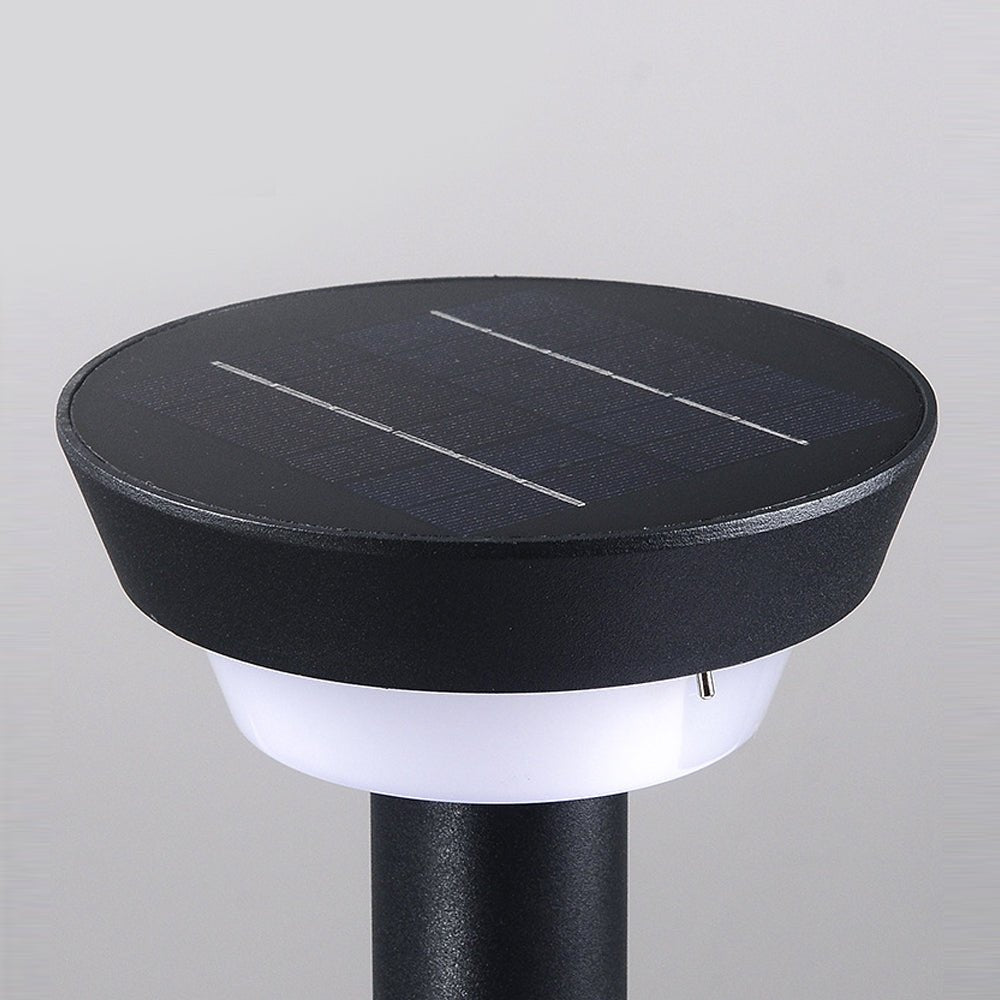 LED Solar Path Light - Modern Black Cylinder Design with Adjustable Spike & Base for Outdoor Walkways & Gardens