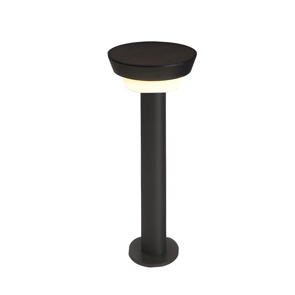 LED Solar Path Light - Modern Black Cylinder Design with Adjustable Spike & Base for Outdoor Walkways & Gardens