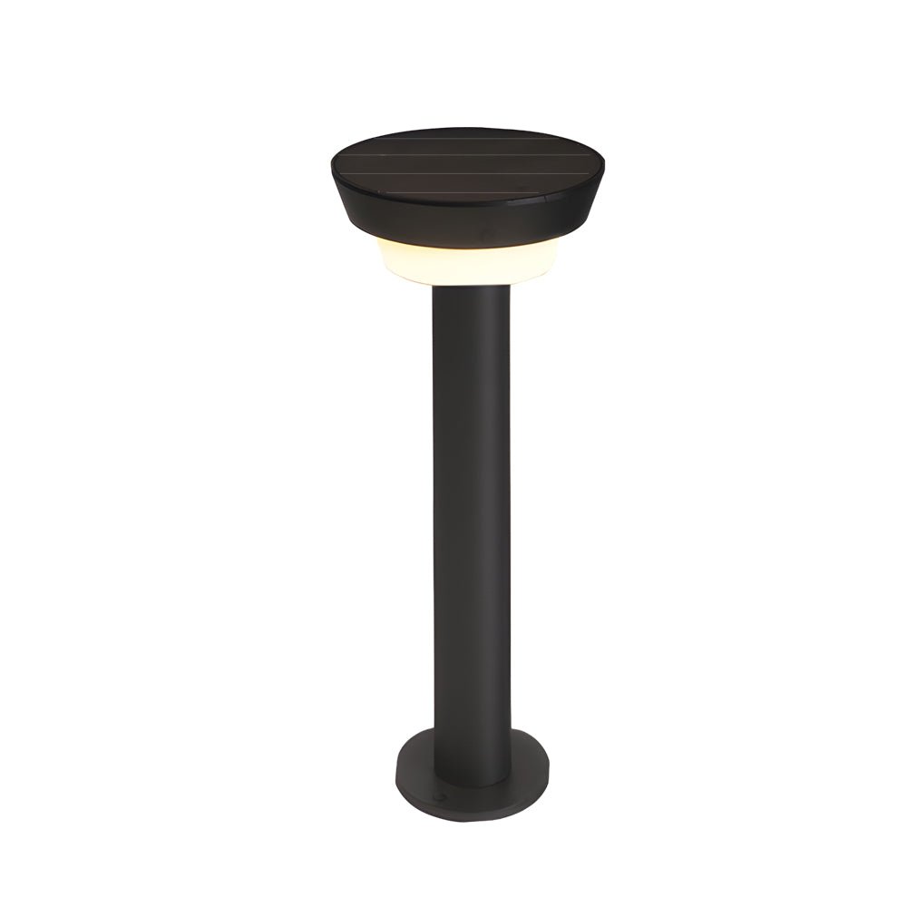 LED Solar Path Light - Modern Black Cylinder Design with Adjustable Spike & Base for Outdoor Walkways & Gardens