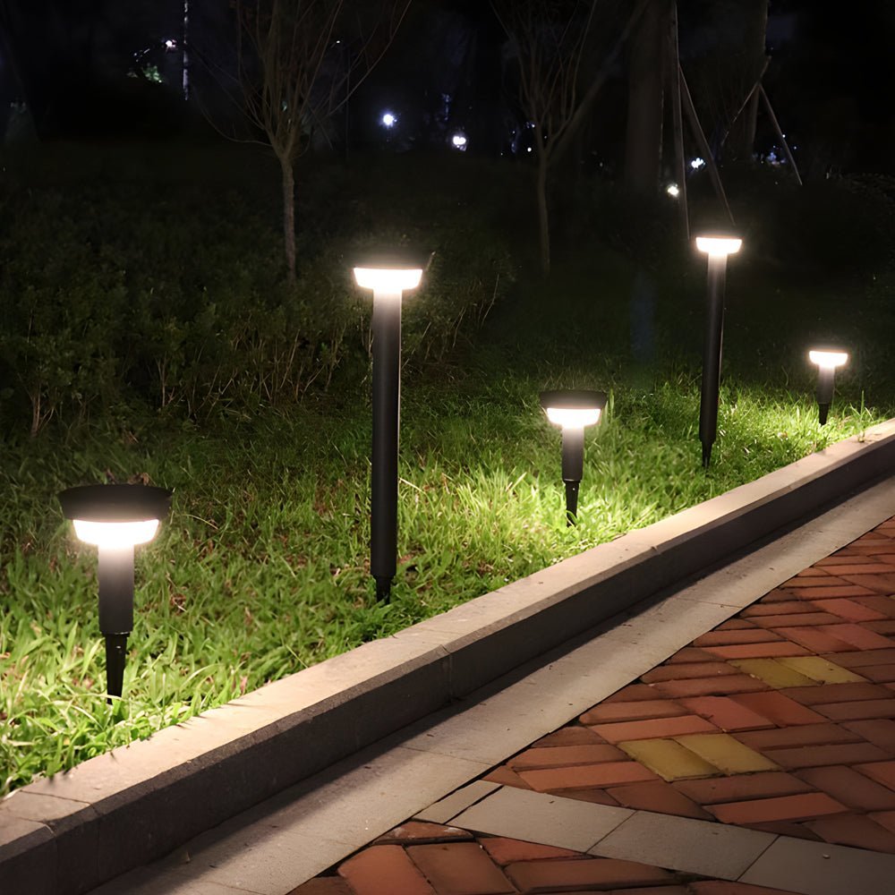 LED Solar Path Light - Modern Black Cylinder Design with Adjustable Spike & Base for Outdoor Walkways & Gardens