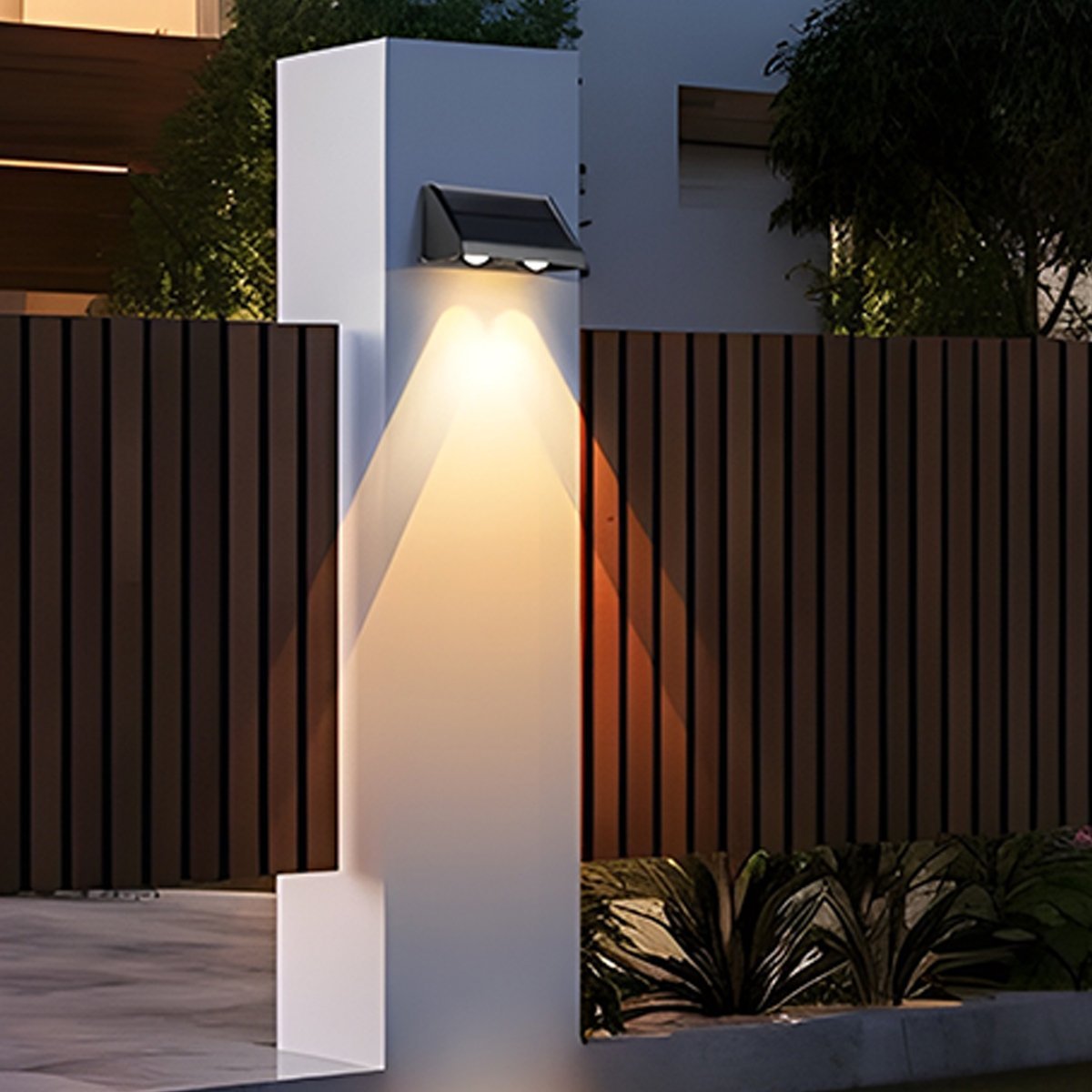 Solar-Powered Waterproof LED Up & Down Outdoor Wall Sconces – Warm White 3000K Lighting for Porch, Courtyard, Front Door
