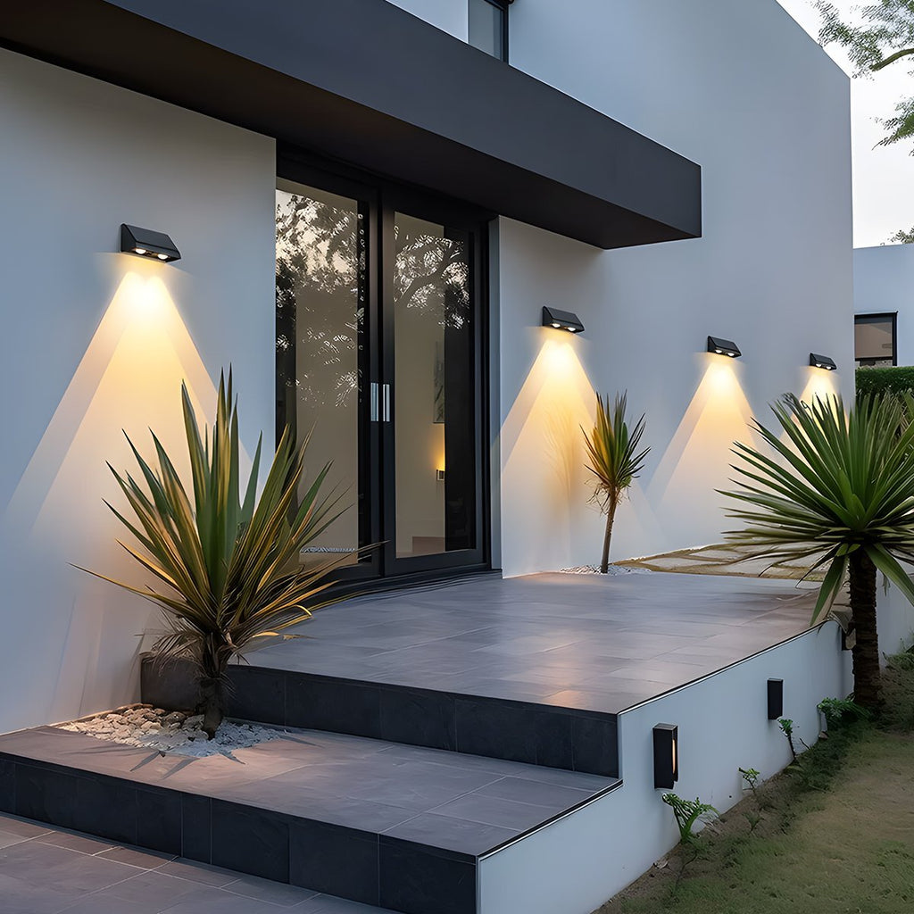 Solar-Powered Waterproof LED Up & Down Outdoor Wall Sconces – Warm White 3000K Lighting for Porch, Courtyard, Front Door