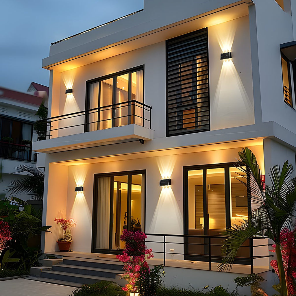 Solar-Powered Waterproof LED Up & Down Outdoor Wall Sconces – Warm White 3000K Lighting for Porch, Courtyard, Front Door