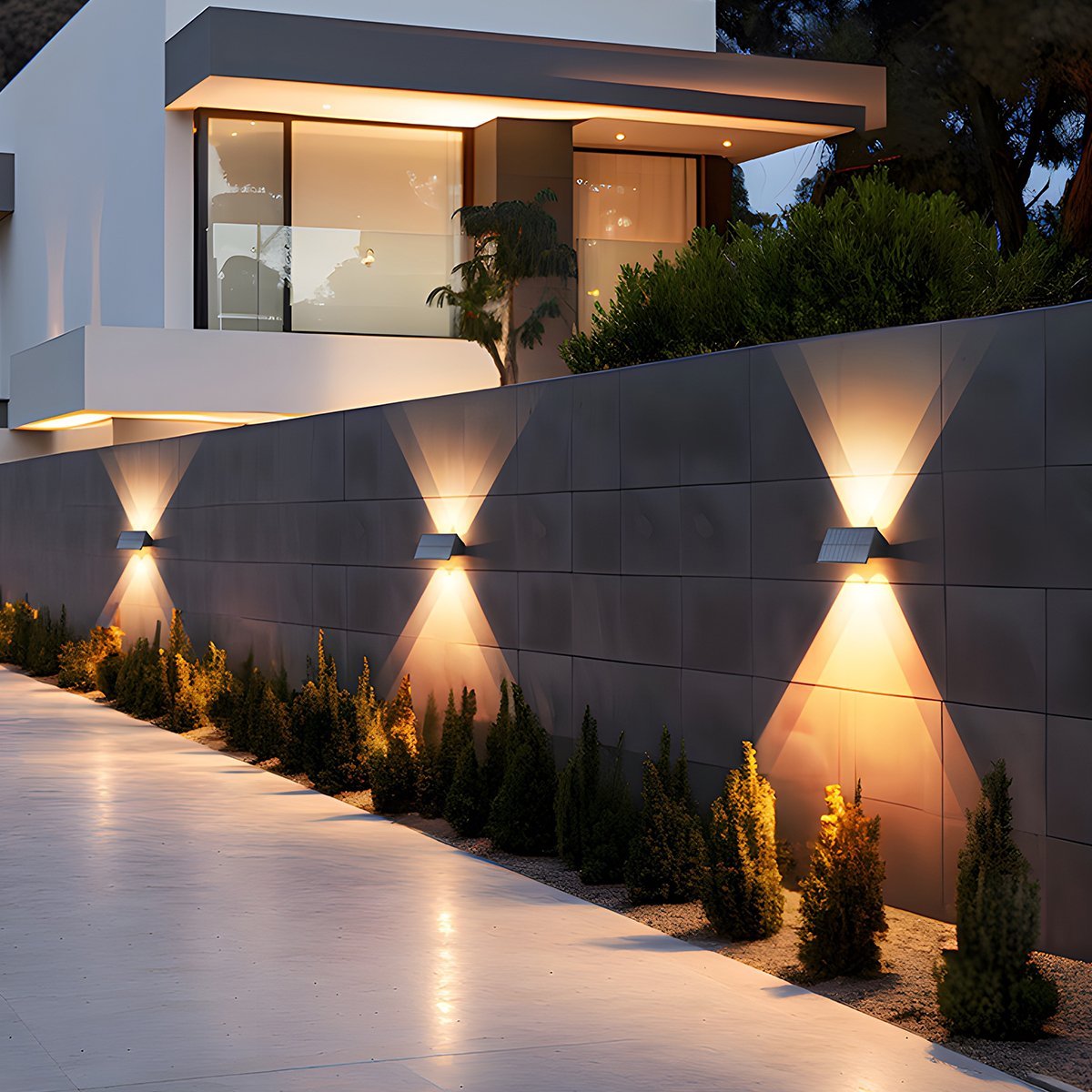 Solar-Powered Waterproof LED Up & Down Outdoor Wall Sconces – Warm White 3000K Lighting for Porch, Courtyard, Front Door