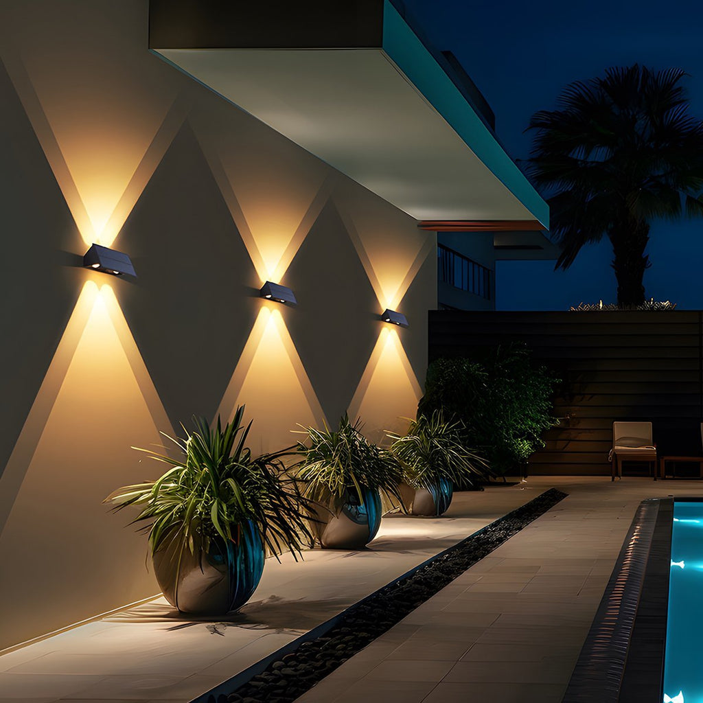 Solar-Powered Waterproof LED Up & Down Outdoor Wall Sconces – Warm White 3000K Lighting for Porch, Courtyard, Front Door