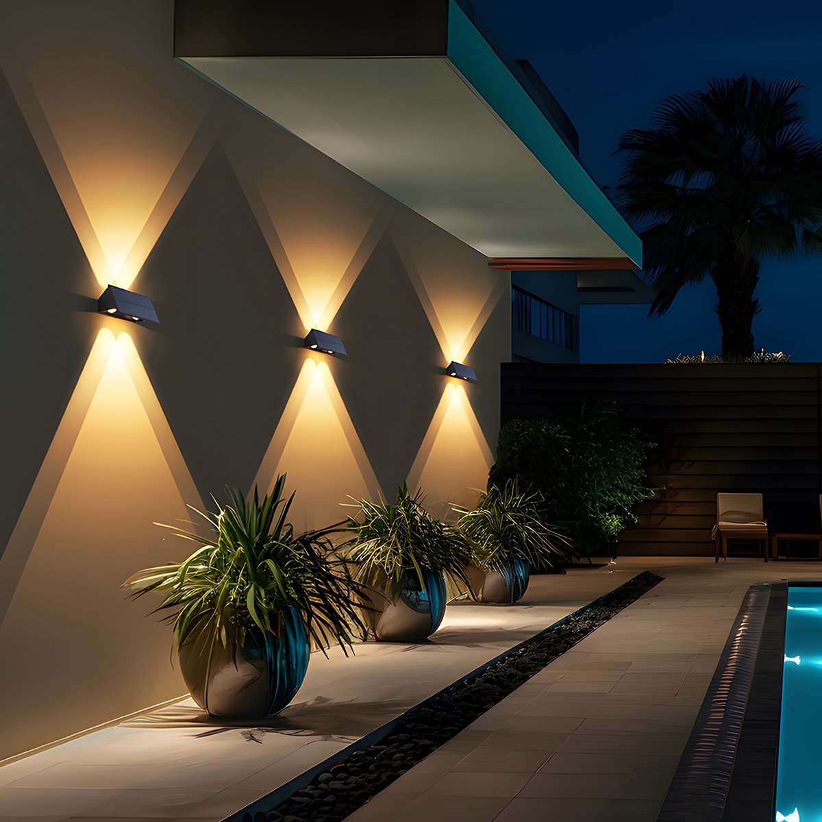 Solar-Powered Waterproof LED Up & Down Outdoor Wall Sconces – Warm White 3000K Lighting for Porch, Courtyard, Front Door