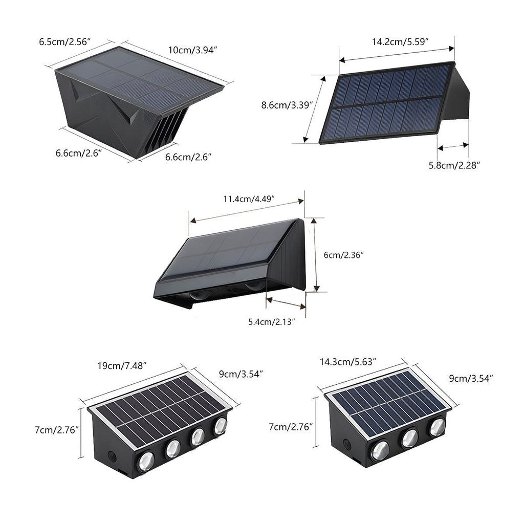 Solar-Powered Waterproof LED Up & Down Outdoor Wall Sconces – Warm White 3000K Lighting for Porch, Courtyard, Front Door