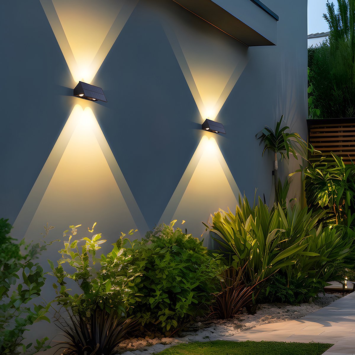 Solar-Powered Waterproof LED Up & Down Outdoor Wall Sconces – Warm White 3000K Lighting for Porch, Courtyard, Front Door