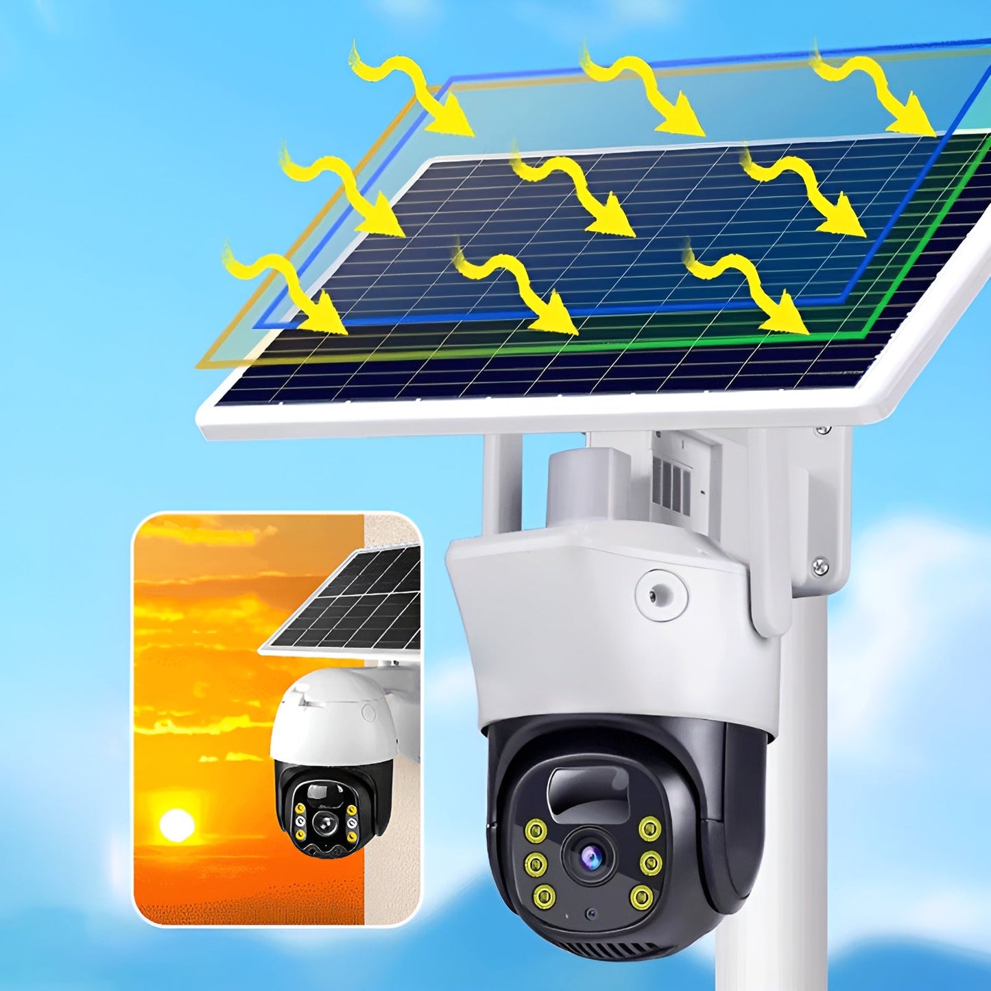 Smart Wireless Solar Surveillance Camera with Night Vision & Motion Detection for Outdoor Security