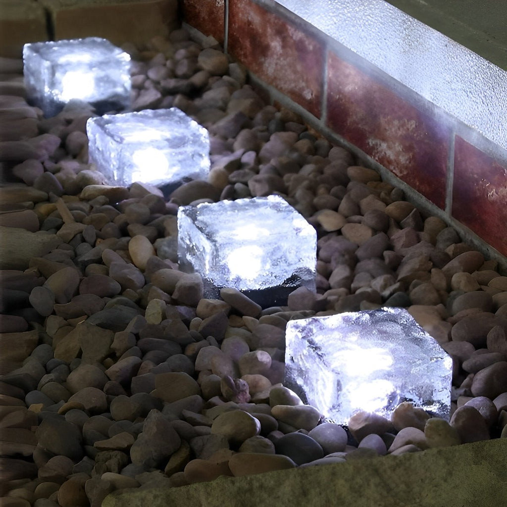 Solar LED Ice Brick Lights – Waterproof Smart Outdoor Lawn, Garden & Walkway Lighting, Warm White, Blue & Green Color Options