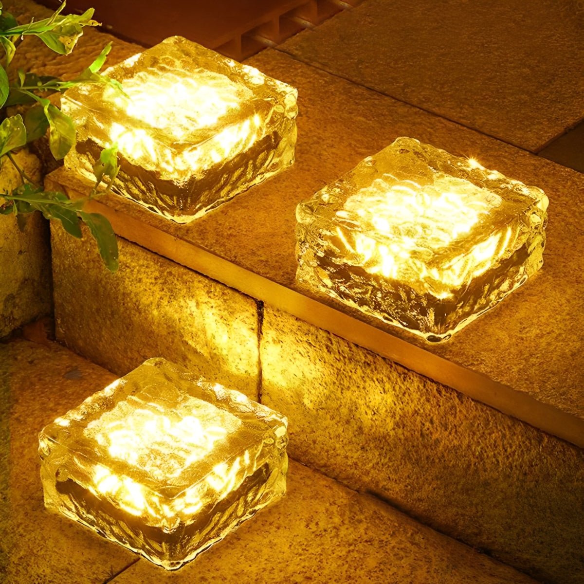 Solar LED Ice Brick Lights – Waterproof Smart Outdoor Lawn, Garden & Walkway Lighting, Warm White, Blue & Green Color Options