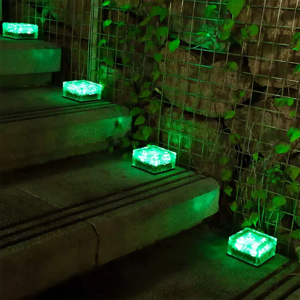 Solar LED Ice Brick Lights – Waterproof Smart Outdoor Lawn, Garden & Walkway Lighting, Warm White, Blue & Green Color Options