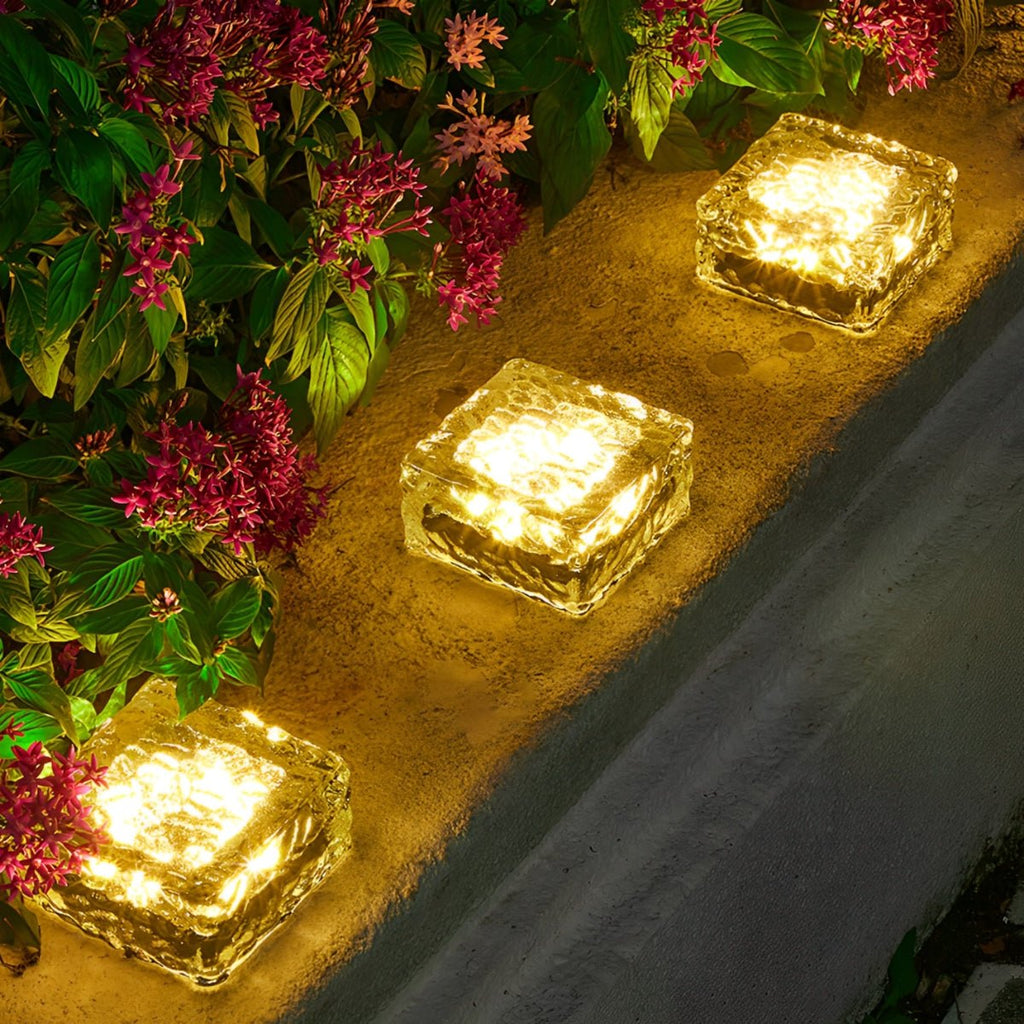 Solar LED Ice Brick Lights – Waterproof Smart Outdoor Lawn, Garden & Walkway Lighting, Warm White, Blue & Green Color Options