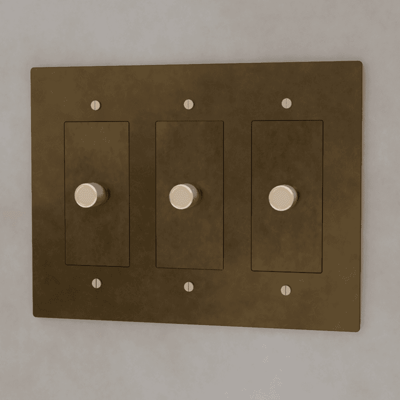 Brass 3-Way Rotary Dimmer Switch | UL Certified, Push To Turn & Twist Dimming for LED Lighting Systems