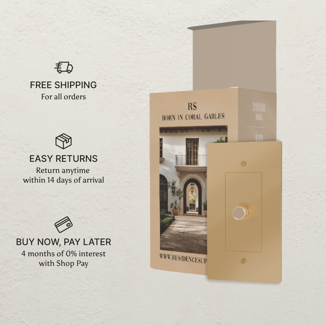 Brass 3-Way Rotary Dimmer Switch | UL Certified, Push To Turn & Twist Dimming for LED Lighting Systems