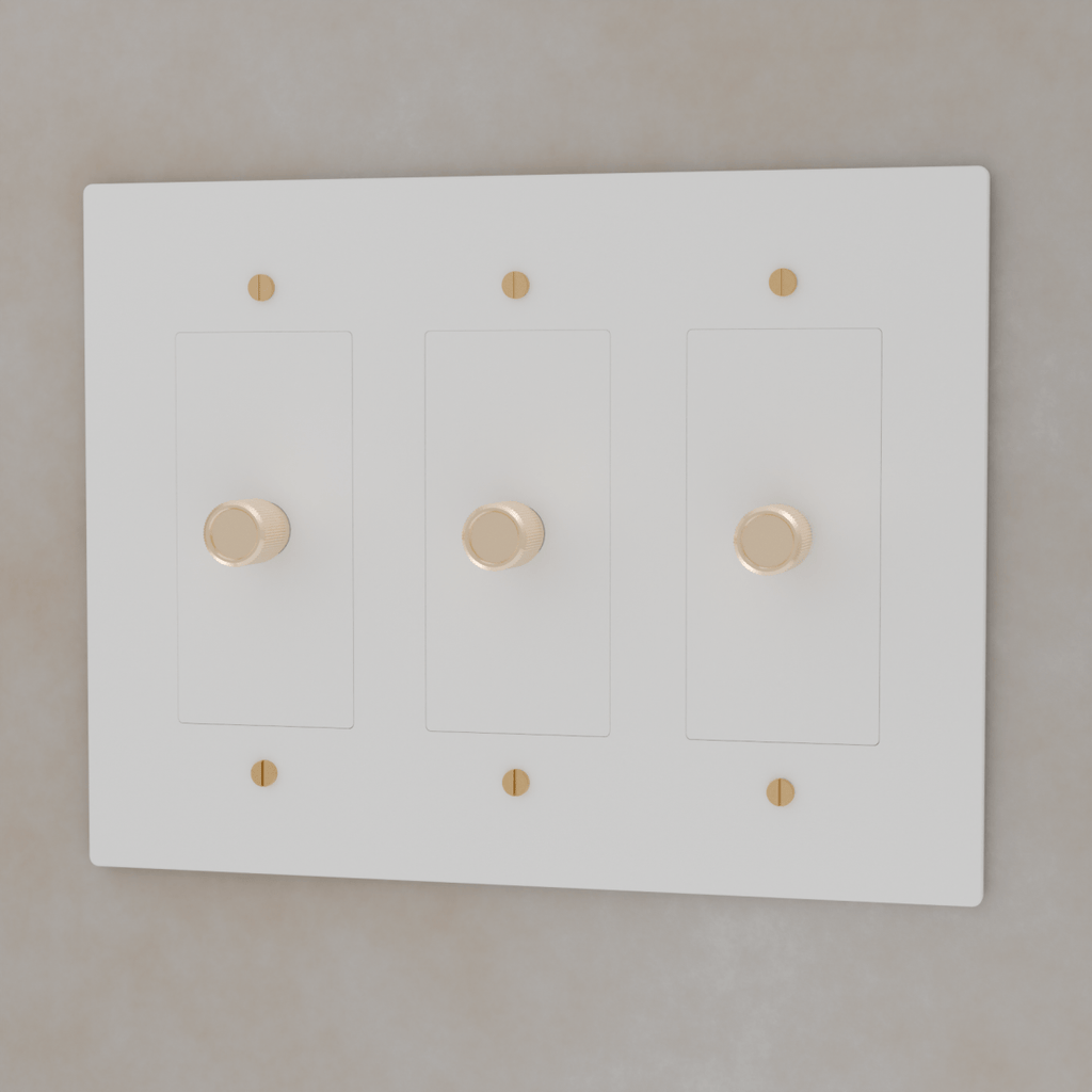 Brass 3-Way Rotary Dimmer Switch | UL Certified, Push To Turn & Twist Dimming for LED Lighting Systems