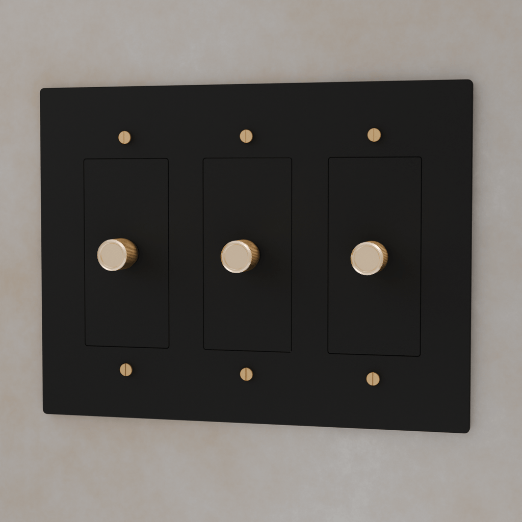 Brass 3-Way Rotary Dimmer Switch | UL Certified, Push To Turn & Twist Dimming for LED Lighting Systems