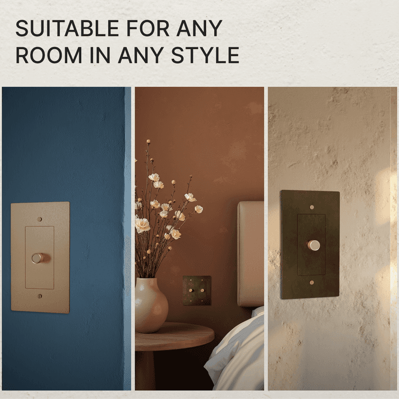 Brass 3-Way Rotary Dimmer Switch | UL Certified, Push To Turn & Twist Dimming for LED Lighting Systems