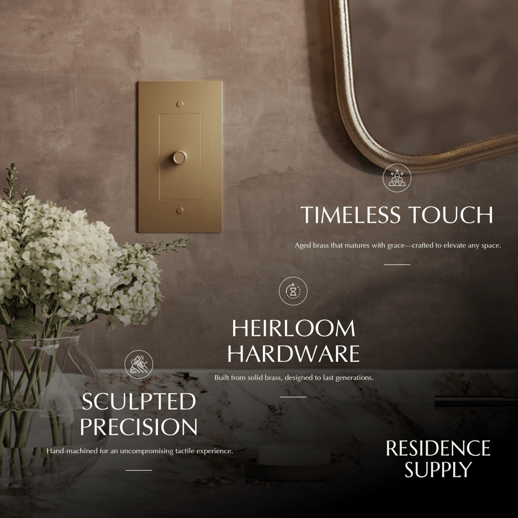 Solid Brass Dimmer Switch | Knurled Texture, Heavy-Set Weight & Compatible with LED/Incandescent Bulbs for Home Lighting