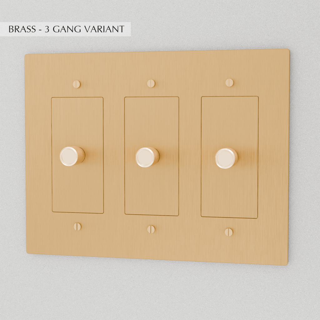 Solid Brass Dimmer Switch | Knurled Texture, Heavy-Set Weight & Compatible with LED/Incandescent Bulbs for Home Lighting