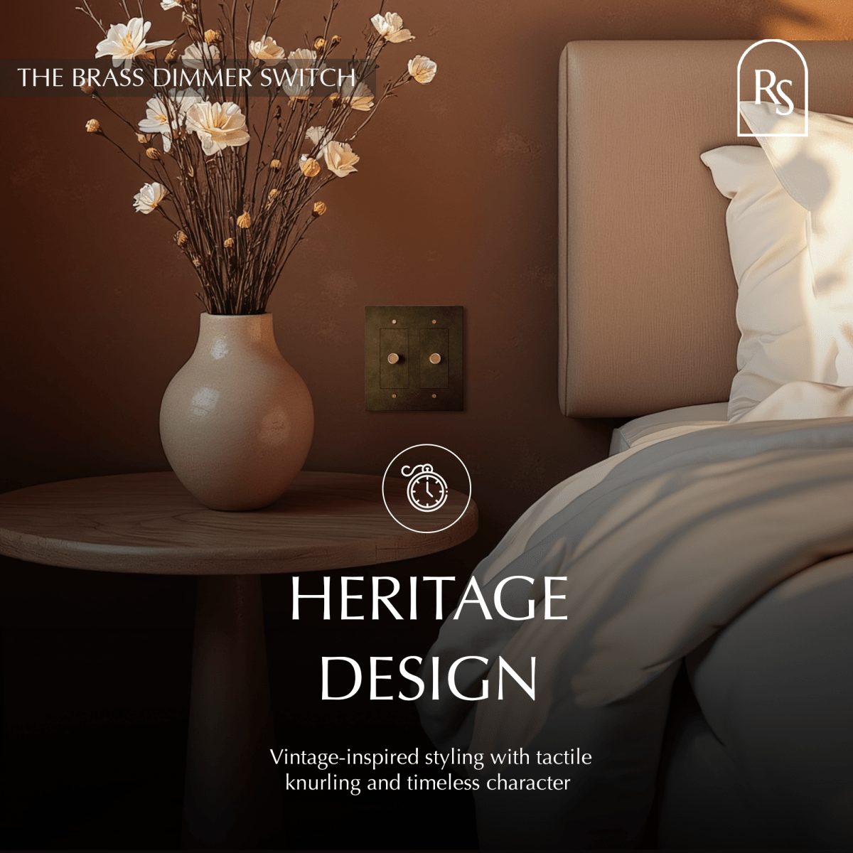 Solid Brass Dimmer Switch | Knurled Texture, Heavy-Set Weight & Compatible with LED/Incandescent Bulbs for Home Lighting