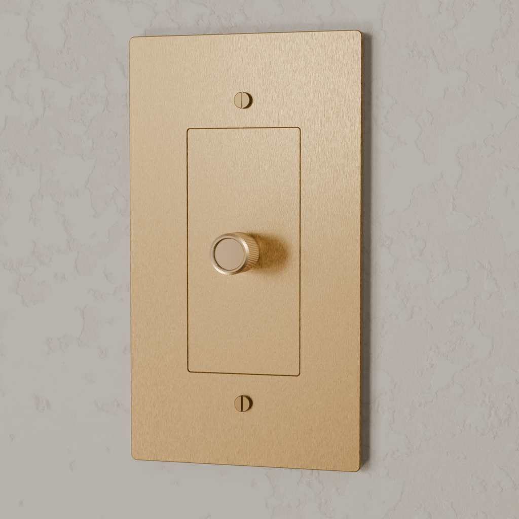Brass 3-Way Rotary Dimmer Switch | UL Certified, Push To Turn & Twist Dimming for LED Lighting Systems