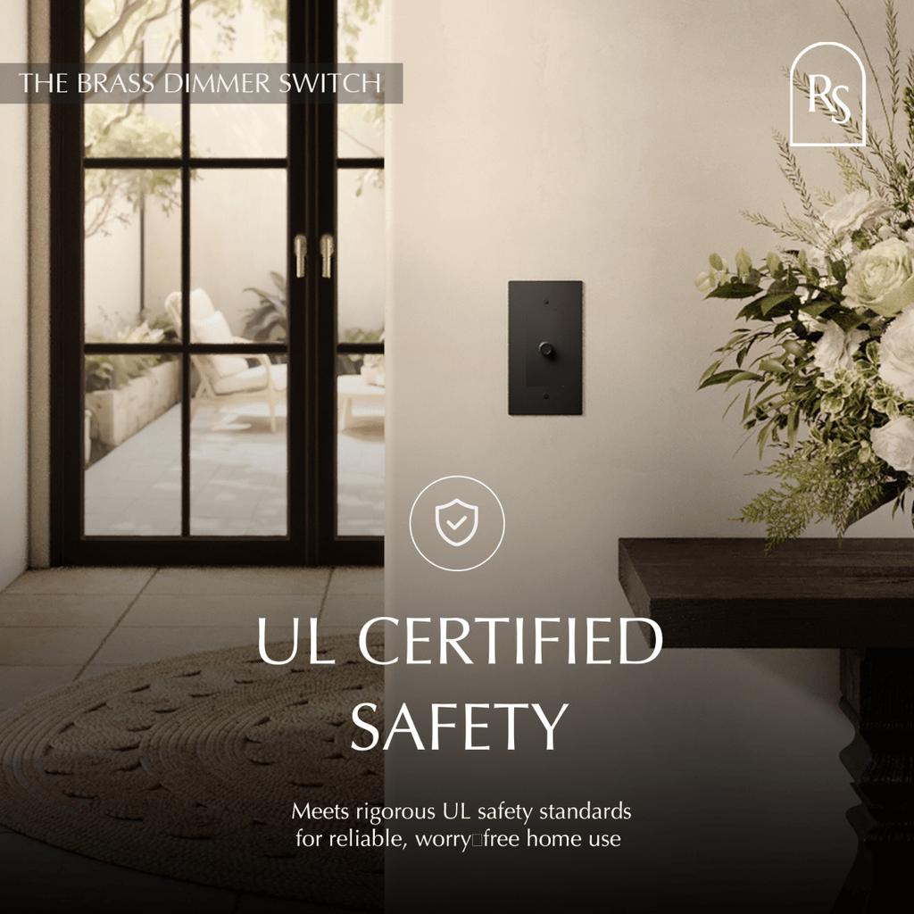 Solid Brass Dimmer Switch | Knurled Texture, Heavy-Set Weight & Compatible with LED/Incandescent Bulbs for Home Lighting