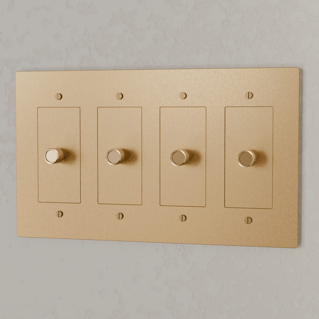 Brass 3-Way Rotary Dimmer Switch | UL Certified, Push To Turn & Twist Dimming for LED Lighting Systems