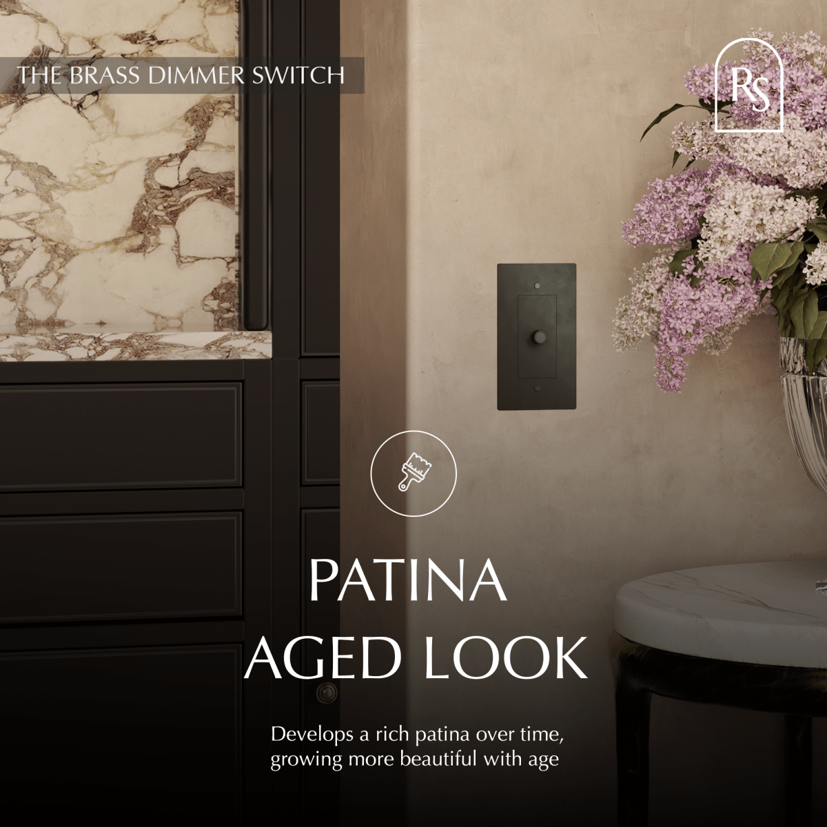 Solid Brass Dimmer Switch | Knurled Texture, Heavy-Set Weight & Compatible with LED/Incandescent Bulbs for Home Lighting