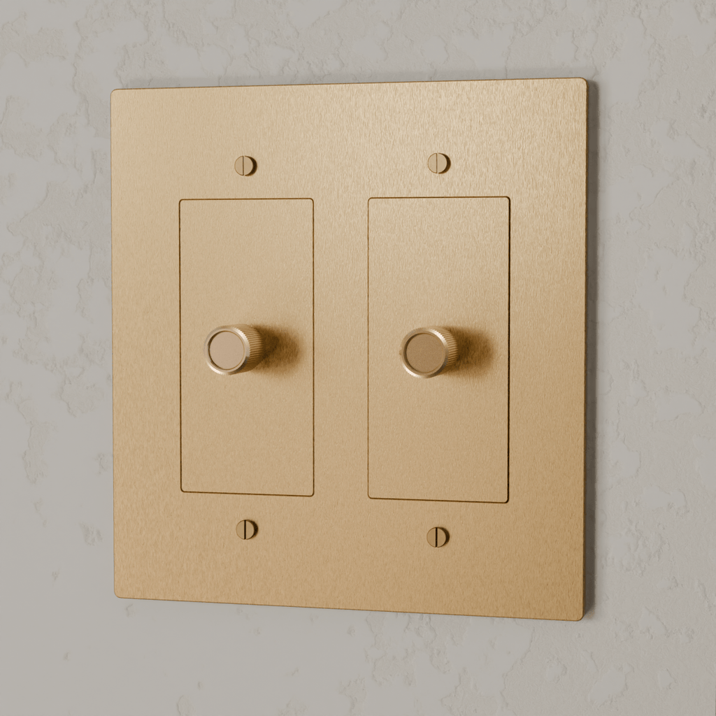 Brass 3-Way Rotary Dimmer Switch | UL Certified, Push To Turn & Twist Dimming for LED Lighting Systems