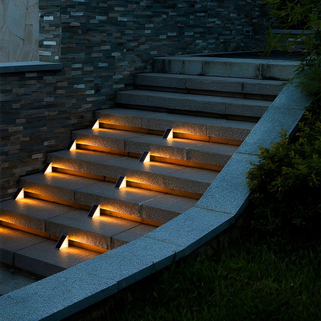Triangular Solar LED Step Lights – Intelligent Waterproof Outdoor Stairs Lighting with Motion & Light Sensor