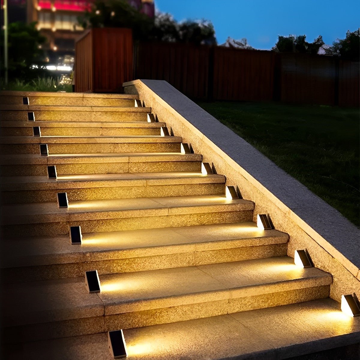 Triangular Solar LED Step Lights – Intelligent Waterproof Outdoor Stairs Lighting with Motion & Light Sensor