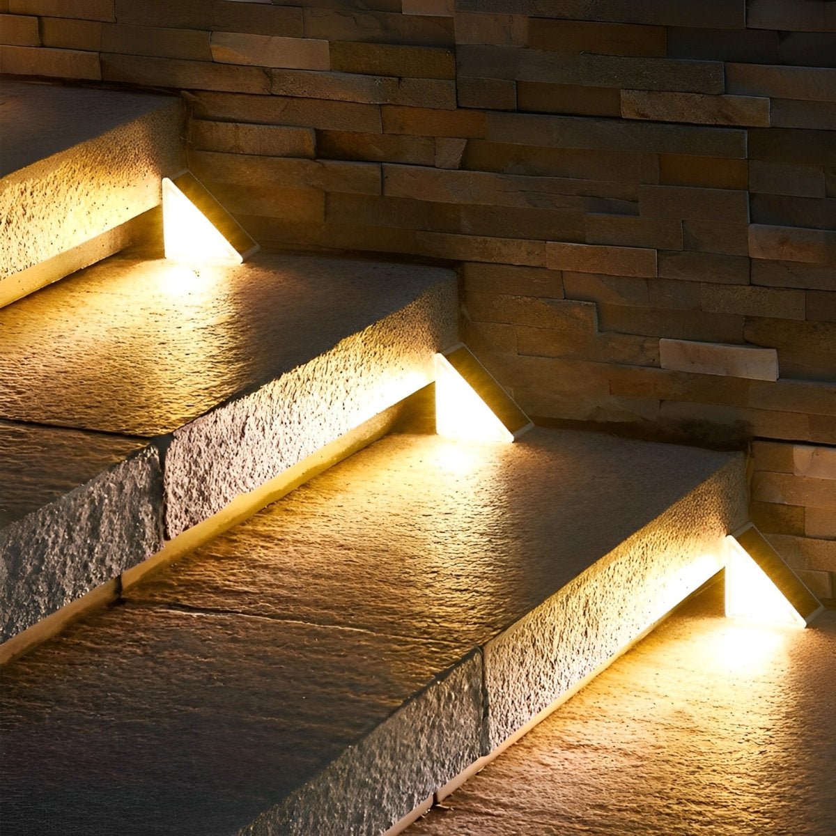 Triangular Solar LED Step Lights – Intelligent Waterproof Outdoor Stairs Lighting with Motion & Light Sensor