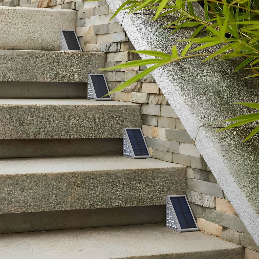 Triangular Solar LED Step Lights – Intelligent Waterproof Outdoor Stairs Lighting with Motion & Light Sensor