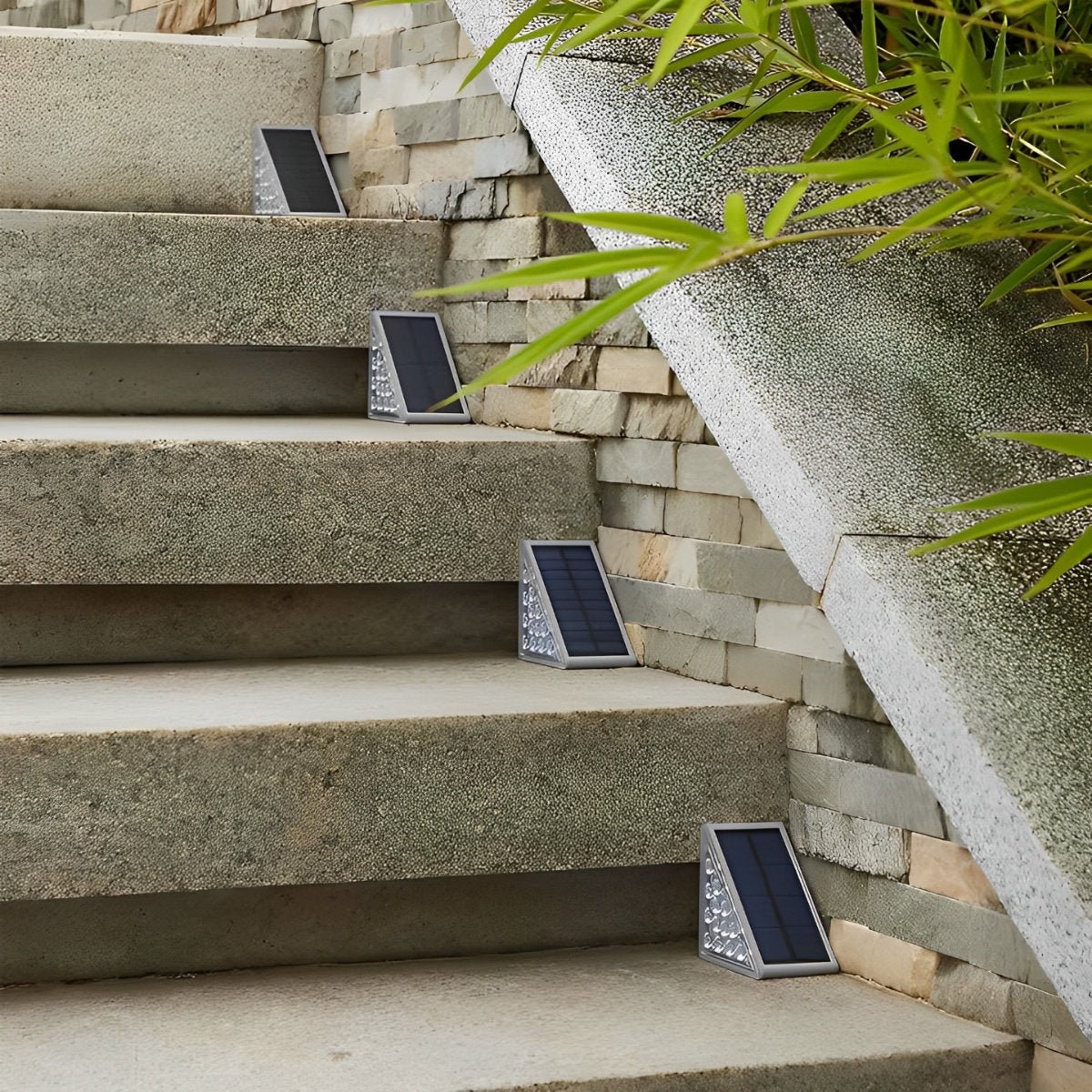 Triangular Solar LED Step Lights – Intelligent Waterproof Outdoor Stairs Lighting with Motion & Light Sensor
