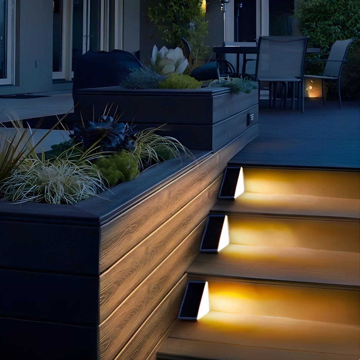 Triangular Solar LED Step Lights – Intelligent Waterproof Outdoor Stairs Lighting with Motion & Light Sensor